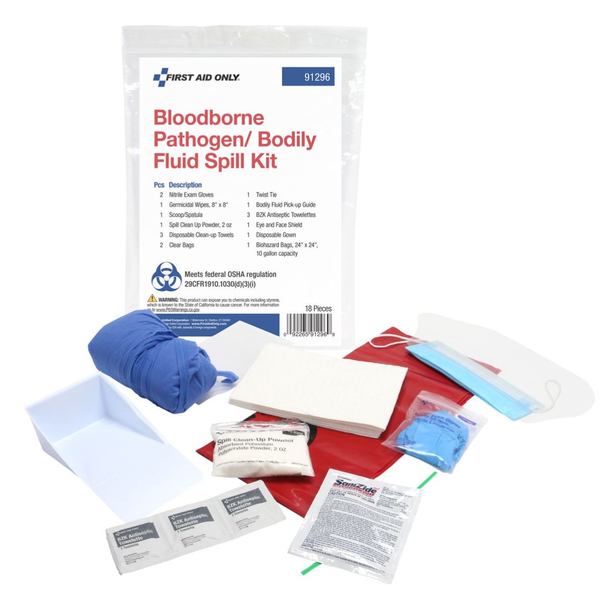 BLOODBORNE PATHOGEN/BODY FLUID SPILL KIT - Bloodborne Pathogen & CPR